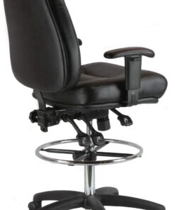 Alternative view of Harwick Premium Leather Drafting Chair with Arms - Black Leather