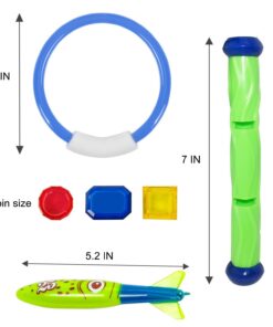 Fayoo 23 Pack Underwater Swimming/Diving Pool Toys Diving Rings(4 Pcs), Toypedo Bandits(4 Pcs), Diving Sticks(3 Pcs) with Under Water Treasures (12 Pcs) Gift Set Bundle 10 61bC2Uyc8nL