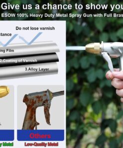ESOW Garden Hose Nozzle, 100% Heavy Duty Metal Spray Gun with Full Brass Nozzle, 4 Watering Patterns Watering Nozzle- High Pressure Pistol Grip Sprayer for Watering Plants, Car Wash and Showering Dog Bullet Modelling Silver 18 61bC54KwXeL