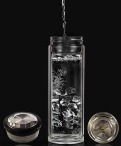 Sun's Tea 18oz Wide Mouth Ultra Clear Spill-proof Strong Double-wall 3-Piece Borrosilicate Glass Tumbler with Strainer and Lid (flat top lid) 20 61bFu1 5kiL