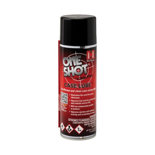 Hornady One Shot Case Lube with DynaGlide Plus, 5 oz - A Clean, Non-Sticky, & Easy to Use Aerosol Spray Lubricant Dry Film with No Petroleum Wax to Contaminate Powder or Primers -Quick Dry Lube Spray