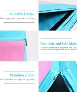 Giantex 4'x10' Gymnastics Mat, 2" Thick Folding Tumbling Mat with Hook and Loop Fastener, Foldable Gym Mat with Carrying Handles, Cheer Mats for Kids Adults Home Exercise Aerobics Fitness Baby Pink/Blue 12 61bJMaOZQcL