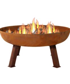 Sunnydaze 34-Inch Rustic Cast Iron Outdoor Raised Fire Pit Bowl with Handles - Oxidized Finish Rust 34 in 25 61bKBzZPJML