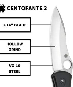 Spyderco CENTOFANTE 3 Prestige Folding Utility Pocket Knife with 3.14" VG-10 Stainless Steel Hollow Ground Blade and Lightweight FRN Handle - PlainEdge - C66PBK3 15 61bOiBVSGnL