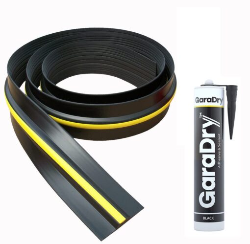 ½” High Garage Door Threshold Seal Kit 16’3” Length | Flexible PVC | Complete Kit Includes Adhesive | GaraDry 16'3"