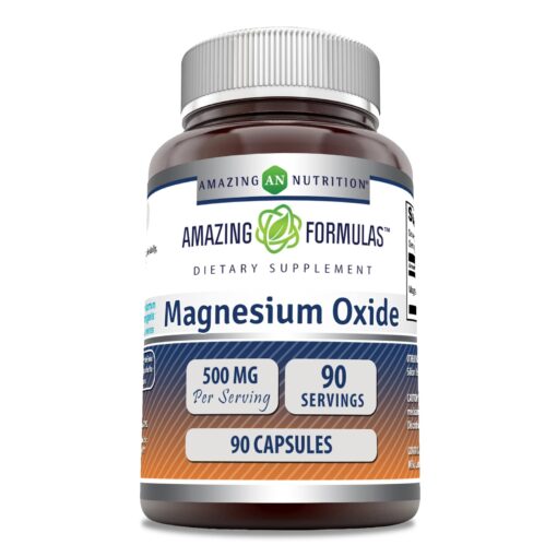 Amazing Formulas Magnesium Oxide 500mg 90 Capsules Supplement | Non-GMO | Gluten Free | Made in USA 90 Count