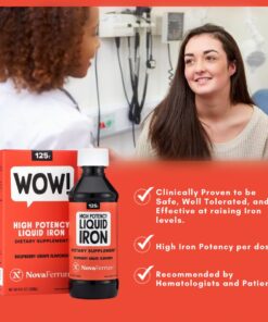 NovaFerrum Wow | 125 High Potency Liquid Iron Supplement | Liquid Iron for Adults | Iron Deficiency | 125mg of Iron Per 5mL Dose | Vegan Verified | Gluten Free Certified | Sugar Free 6 Fl Oz (Pack of 1) 16 61bPn927VQL