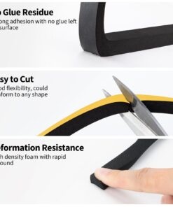 Yotache Foam Tape Weather Stripping for Door 2 Rolls 1/2" W X 3/8" T, High Density Closed Cell Adhesive Weather Seal Strip Black, 13 Ft Length (2 X 6.5 Ft Each) 1/2" x 3/8" x 13' 17 61bSUf tcL