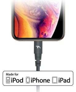 Tech Armor Apple MFi Certified Lightning Cable to USB A - 2FT Space Grey - Tough-Braided Extra-Strong Jacket - Sync/Charge iPhone & iPad Lightning 2 ft 18 61bVQmDmQUL