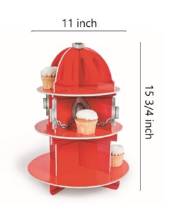 Alternative view of Fun Express Fire Hydrant Cupcake/Dessert Holder (3 Tiers) | Fire Truck | Fireman | Fire Fighter | Themed Birthday Party Supplies & Decor | Fire Department Event
