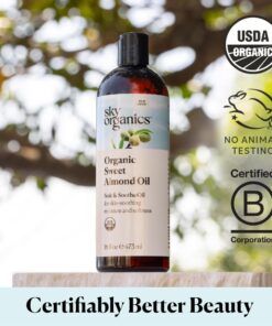 Sky Organics Organic Sweet Almond Oil for Body 100% Pure & Cold-Pressed USDA Certified Organic to Moisturize, Soften & Nourish, 16 fl. Oz 16 Fluid Ounces 24 61bXXroVkvL