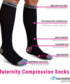 BeVisible Sports Maternity Compression Socks - Pregnancy Stockings & Leggings Knee High Open Toe Black Closed Toe 2 Pack Small 5 61bYeSXllUL