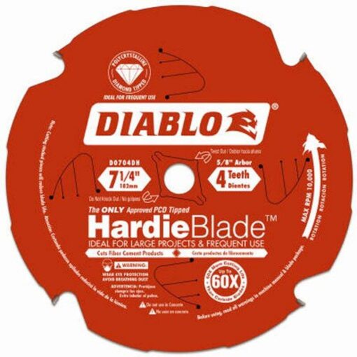 Freud D0704DH Diablo 7-1/4"x4T PCD Tip TCG Hardie Fiber Cement Saw Bld,5/8 Arbor 1-Pack