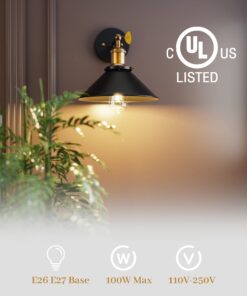 Alternative view of JACKYLED Wall Sconces Set of 2 UL-Listed, Hardwired Bronze and Black Vintage Wall Light, 240 Degree Adjustable Swing Arm Wall Lamp for Bedroom Kitchen (Included E26 Bulbs)