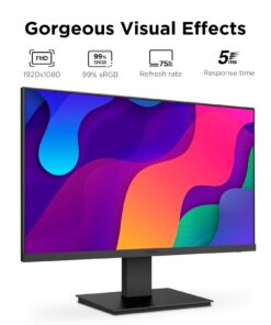 KOORUI 24 Inch Computer Monitor, FHD PC Monitors 1920 x 1080p IPS Display 75Hz, HDMI, VGA, 5ms Response Time, 75 x 75 mm VESA Mountable, Frameless 23.8inch/IPS/75hz 7 61bcNJSfJuL