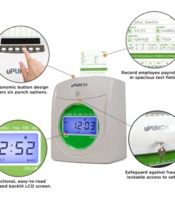 uPunch Time Clock Bundle with 100 Cards, 2 Ribbons, 2 Time Cards Racks, & 6 Keys (HN3500) HN3500 Bundle 7 61beh4Mr2L
