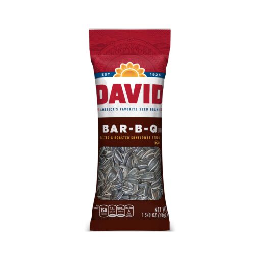 DAVID Roasted and Salted Bar-B-Q Sunflower Seeds, 1.625 oz, 12 Pack BBQ