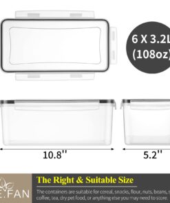 Alternative view of ME.FAN 6 Set 3.2L Food Storage Containers, Spaghetti Containers Airtight Horizontal Storage/Pasta Containers Kitchen Pantry Organization Canisters with 24 labels & Pen - Black Black-6 X 3.2L
