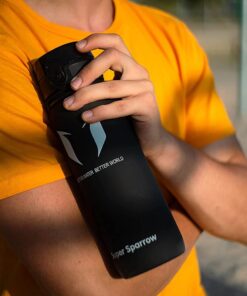 Super Sparrow Water Bottle - 12 oz/17 oz/25 oz/32 oz - BPA Free Tritan Water Bottles - One Touch Opening - Leak-proof Plastic Bottle - Kids Water Bottle for Office, Gym, Outdoor, Sports 25 Oz Black 14 61biXnx4JlL