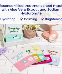 Everyday Hydrating Essence Korean Sheet Masks (8 Pack Bundle) , for All Skin Types, Revitalizing, Purifying, Illuminating, Anti-aging With No Harsh Chemicals and Safe for Sensitive Skin, Set of 8 0.81 Fl Oz (Pack of 8) 16 61bjxj6rI0L