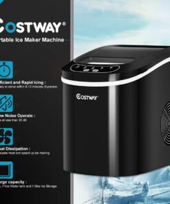 COSTWAY Countertop Ice Maker, 26LBS/24H Portable and Compact Ice Maker Machine, Ice Cubes Ready in 6 Mins, Electric High Efficiency Small Ice Maker with Ice Scoop for Home Kitchen Office, Black 16 61bnAX2eiL