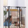 Regalo Home Accents Extra Tall & Wide Baby Gate, Bonus Kit, Includes Décor Steel With Hardwood, 4" Extension Kit, 4 Pack Pressure Mount Kit & Wall Cups 37 Inch Tall 22 61bo4ROSuL