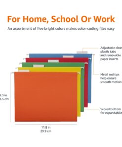 Amazon Basics Hanging Organizer File Folder, Letter Size, Assorted Colors - Pack of 25 29 61bsoIl0YL