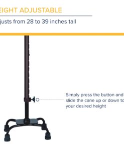 Hugo Quad Cane Adjustable for Right or Left Hand Black 1 Count (Pack of 1) 17 61btNDobfL