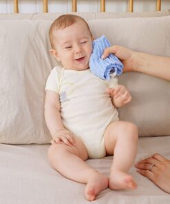 MUKIN Baby Washcloths - Natural Cotton Baby Wipes - Soft Newborn Baby Face Towel and Washcloth for Sensitive Skin- Baby Registry as Shower, 5 Pack 12x12 inches 24 61bu0Jxq4FS