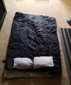 Double Sleeping Bag, Ohuhu Sleeping Bags for Adults with 2 Pillows 2 Person Sleeping Bag for Kids Waterproof Cold Weather Sleeping Bags for Family Teens Camping Backpacking Hiking Outdoor Black 66 61bxmm2bzL