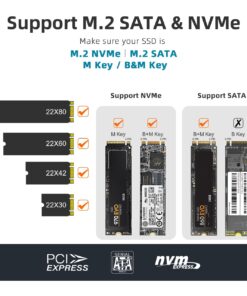 MAIWO M.2 SSD Enclosure Adapter,USB C USB3.1 to M.2 NVME/SATA,MAX 10Gbps,Support 4TB Storage Expansion,Support M or B+M Key,Aluminum Alloy,Automatic Sleep,Dual Interface (FIts 2230/2240/2260/2280) 13 61bzSXlKYnL