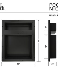 Tile Redi USA RN1620DU Niche Double Recessed Shower Shelf, Two Shelves, 20" H X 16" W, Black 2 Shelves 22 61c0Ac484cL