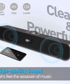 VOTNTUT Computer Speakers,Wired USB Desktop Speaker,Stereo USB Powered Mini Sound Bar Speaker for PC Tablets Desktop Laptop MP3 Mac Air/Pro((USB-C to USB Adapter Included) (Black) Black 23 61c2GDmYeL