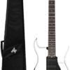 Asmuse Foldable Travel Headless Electric Guitar with Built In Headphone Jack Full-Scale Overhead Guitar ALP AD-80 Ultra-Light Portable and Rechargeable with USB Cable and Gig Bag E-guitar