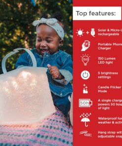 LuminAID 2-in-1 Solar Camping Lantern and Phone Charger - Inflatable LED Lamp for Camping, Hiking and Travel - Emergency Light for Power Outages, Hurricane, Survival Kits - As Seen on Shark Tank Firefly Warm White 150 Lumens 13 61c56EzrZNL