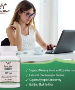 Uridine Monophosphate - Third Party Tested (Choline Enhancer, Beginner Nootropic) 300mg, Manufactured in USA (60 Capsules) Synergy with Alpha GPC Choline for Brain Health and Memory by Double Wood 60 Count (Pack of 1) 11 61c9TJLMzUL