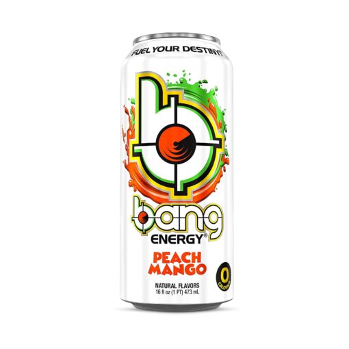 Bang Energy Drinks - 6, 16 ounce cans (Peach Mango) Peach Mango 16 Fl Oz (Pack of 6)