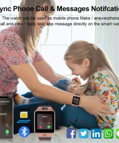 Padgene Bluetooth Smartwatch,Touchscreen Wrist Smart Phone Watch Sports Fitness Tracker with SIM SD Card Slot Camera Pedometer Compatible with Android Smartphone for Kids Men Women Gold 23 61cGcwA4KL