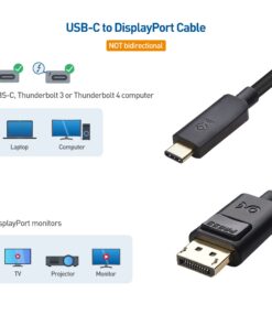 Cable Matters 32.4Gbps USB C to DisplayPort 1.4 Cable 6 ft, Support 8K 60Hz / 4K 144Hz (USB-C to DisplayPort, USB C to DP Cable) in Black - Thunderbolt 4 / USB4 Compatible with iPhone 15, MacBook, XPS 25 61cGzivOV4L