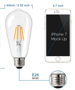 Edison Light Bulb - E26 Light Bulb, 4W Equivalent Edison Bulbs 40 Watt, St64 Led Edison Bulb, Clear Led Vintage Light Bulbs Amber Warm 2200K, Dimmable Led Light Bulbs for Light Fixutres Decorative 6 30 61cHmCkwxL