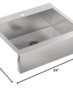 KOHLER Vault 30" Single Bowl 18-Gauge Stainless Steel Farmhouse Apron Front Kitchen Sink with Single Faucet Hole Top Mount Installation K-3935-1-NA 27 61cIRXw8FBL