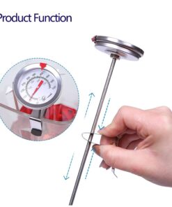 KT THERMO Deep Fry Thermometer With Instant Read,Dial Thermometer,12" Stainless Steel Stem Meat Cooking Thermometer,Best for Turkey,BBQ,Grill 1-pack 12-Inch 24 61cIb9uZYLL