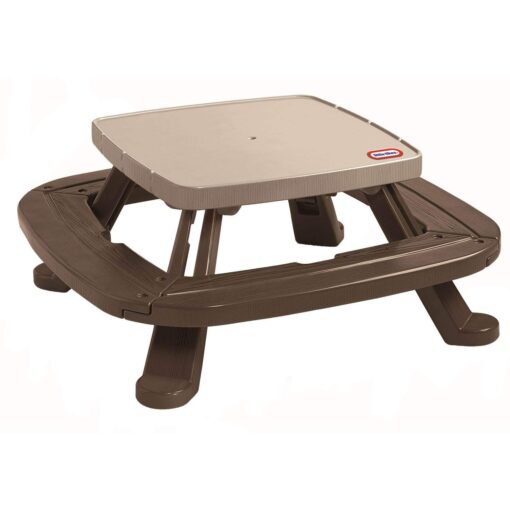 Little Tikes Fold 'n Store Picnic Table with Market Umbrella, Brown (632433M)