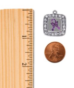 Inspired Silver - Silver Square Charm Bracelet with Cubic Zirconia Jewelry Fibromyalgia Awareness 8 61cKvynjv7L