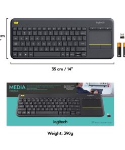 Logitech K400 Plus Wireless Touch With Easy Media Control and Built-in Touchpad, HTPC Keyboard for PC-connected TV, Windows, Android, Chrome OS, Laptop, Tablet - Black Floral 39 61cKwRmcglL