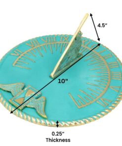 Renovators Supply Manufacturing Sundial 10 in. Turquoise Brass Vintage Sundial for Yard Decorations Outdoor Garden Art Sundials for The Garden 12 61cLOvzrRL