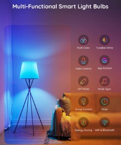 Govee Smart Light Bulbs, WiFi Bluetooth Color Changing Light Bulbs, Music Sync, 54 Dynamic Scenes, 16 Million DIY Colors RGB Light Bulbs, Work with Alexa, Google Assistant Home App, 4 Pack Multi-colored 4 Count (Pack of 1) 27 61cMRWS8PL