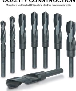 HILTEX 10005 Jumbo Silver & Deming Drill Bit Set, 8 Piece, 1/2" Inch Shank Industrial Large Drill Bit Set 9/16” Drill Bit to 1" Drill Bit, Metal Drill Bits for Steel, Reduced Shank Drill Press Bits 1/2 in 12 61cR LpCZEL