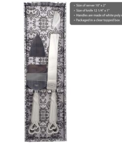 Alternative view of FASHIONCRAFT 2401 Interlocking Hearts Design Cake Knife and Server Set, Wedding Cake Knife and Server Set, Silver Stainless Knife Set