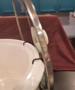 Slow Cooker Lid Holder for Cooking, Hand Free Pot Lid Organizer Fits Most Slow Cookers, Stainless Steel Pot Lid Rack with Silicone Sink Keeps Countertop No Mess (Black, 2 Pack) Black 45 61cSYxfRVUL